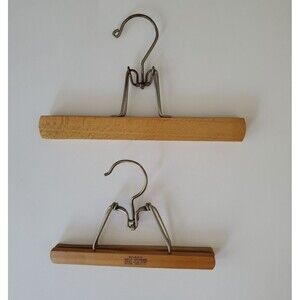 Snapo Vintage Set of 2 Self Openeing Swing Arm Down Wooden Hangers 9 IN 11 IN